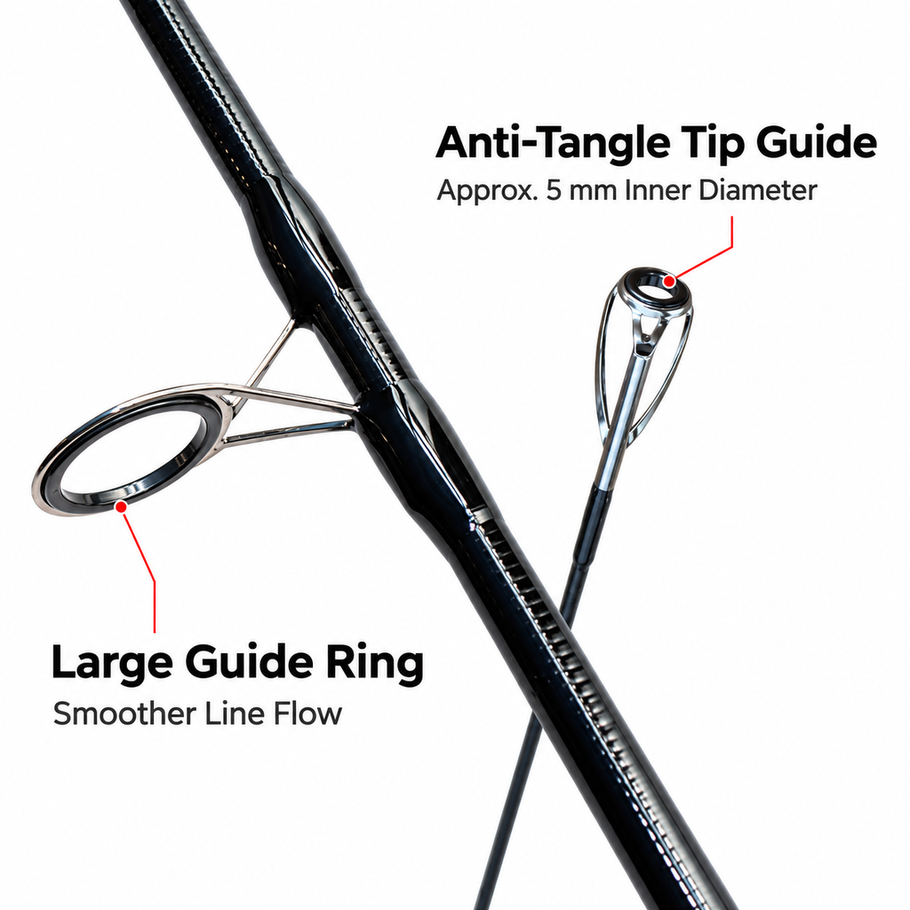 3-Section Carbon Fishing Rod, 118–142 in, Black