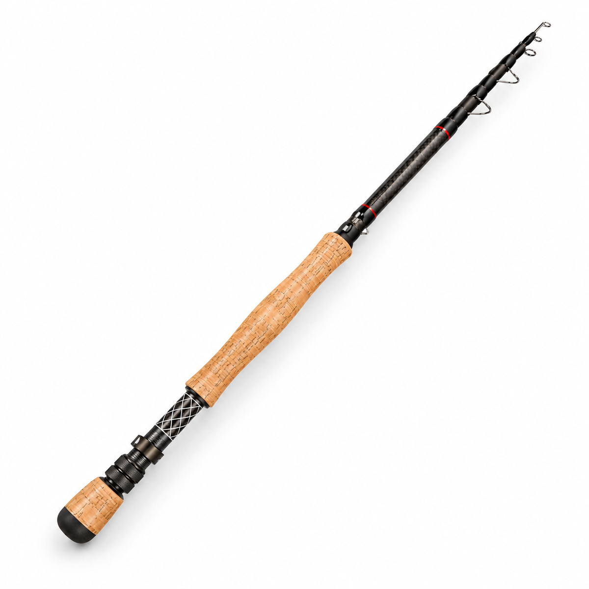 Telescopic Carbon Fly Fishing Rod, Black, Cork-Style Grip