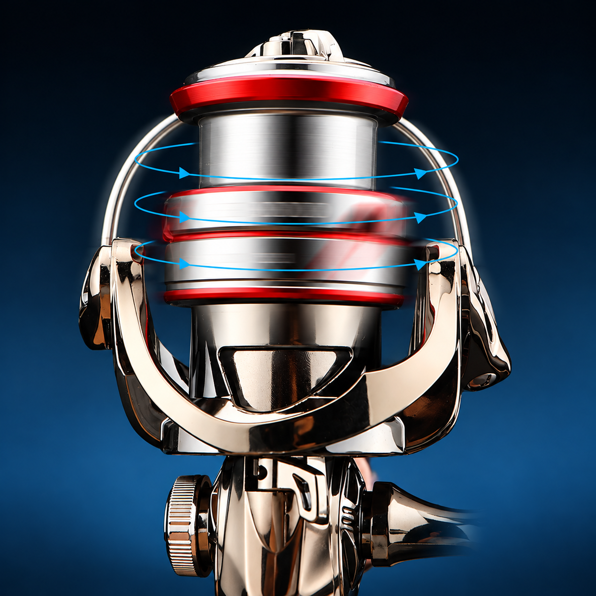 Metal Spool Spinning Fishing Reel, Silver and Red