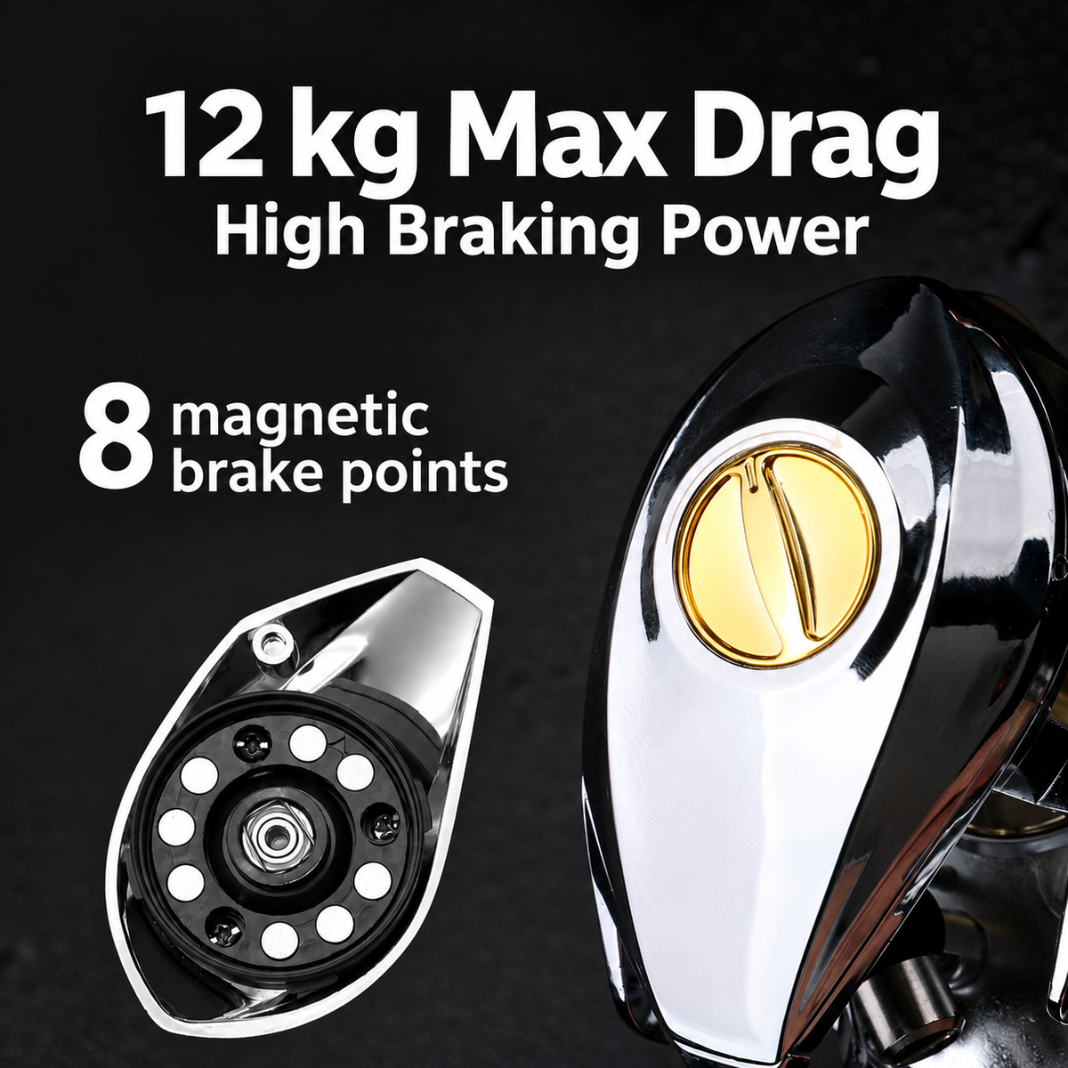 Metal Baitcasting Fishing Reel with Single Handle