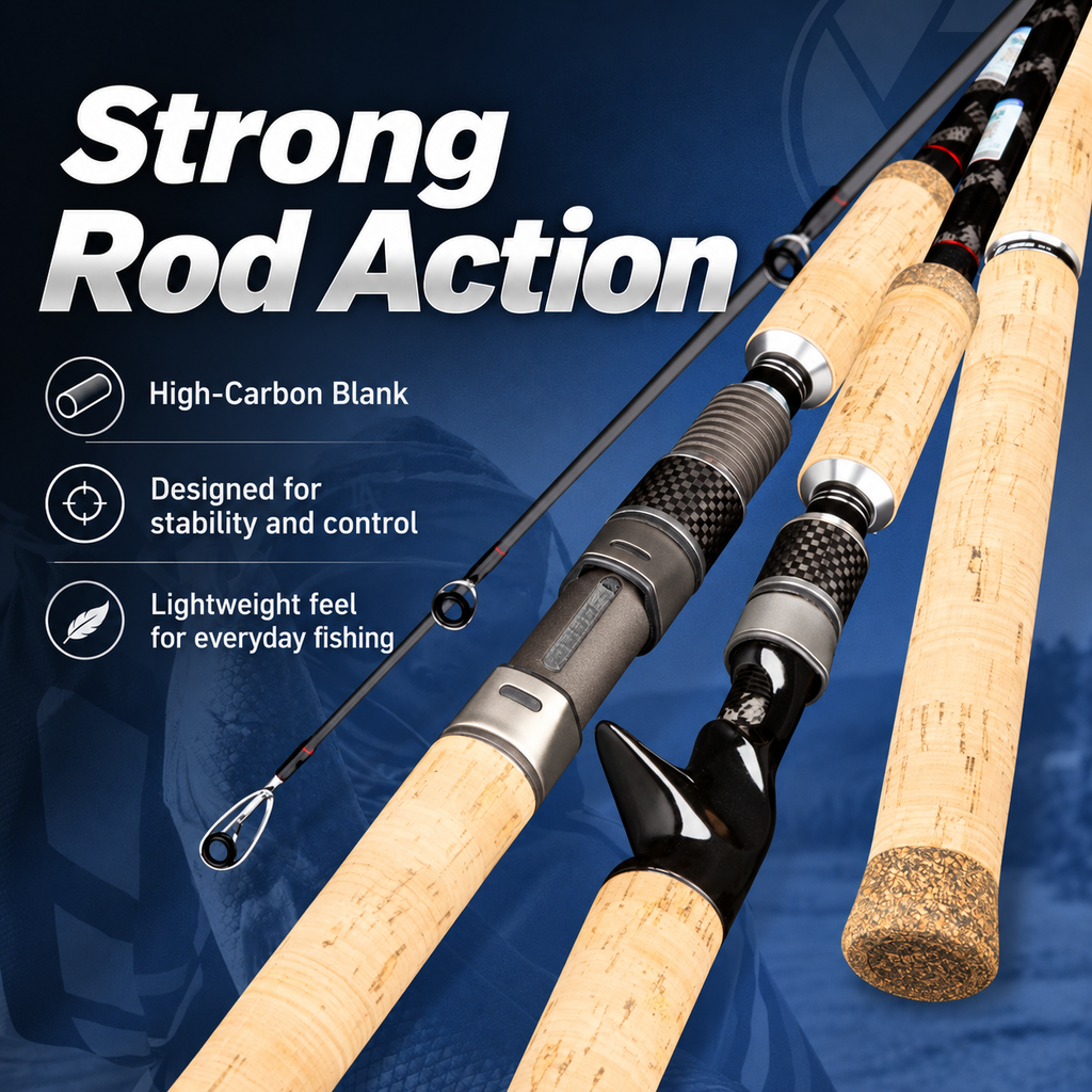 Black Carbon Lure Fishing Rod, 82.7–89.8 in, Tan Grip